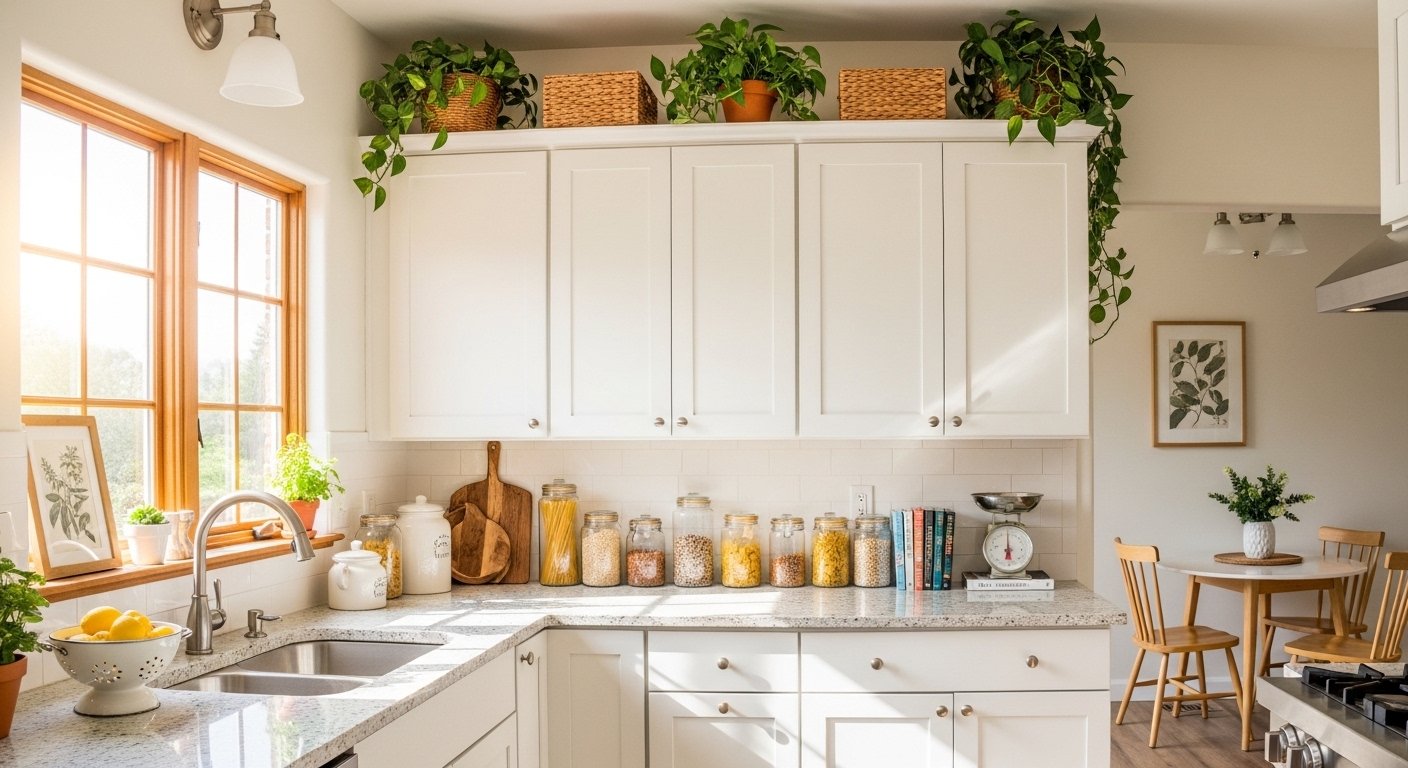 25 Cool Above Cabinet Decor Kitchen On A Budget